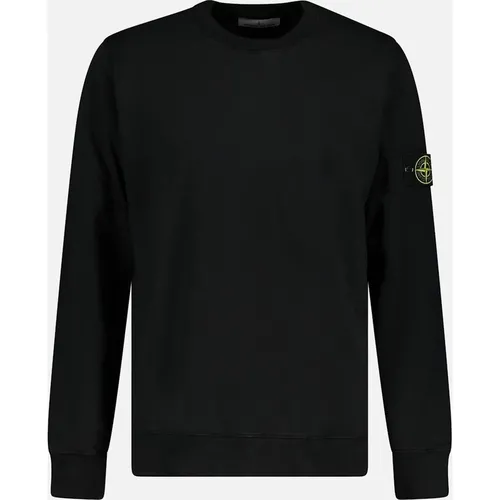 Stone Island Men's Black Ribbed Detailed Crewneck Sweatshirt Black - Size: 40/Regular