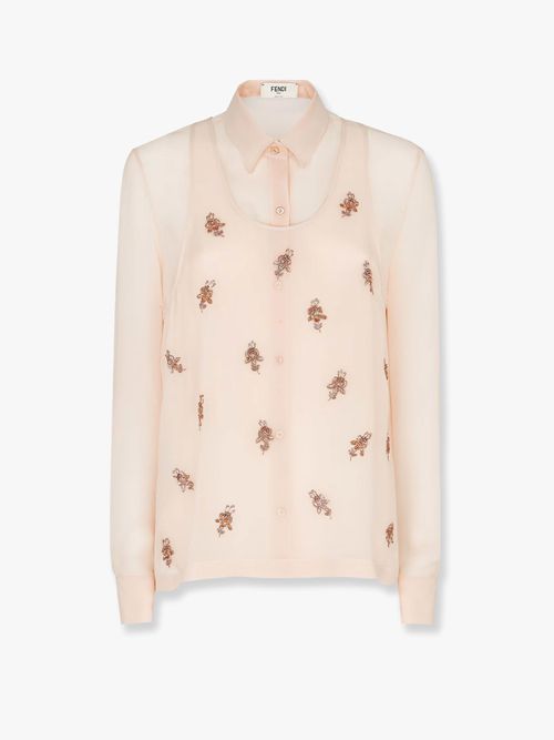 Georgette Top With Rhinestones And Sequins Embroidery