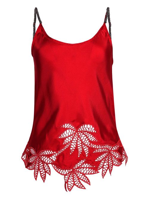 Diotima 여성 Bennett leaf lace-trim cami top - Red 25WWT02