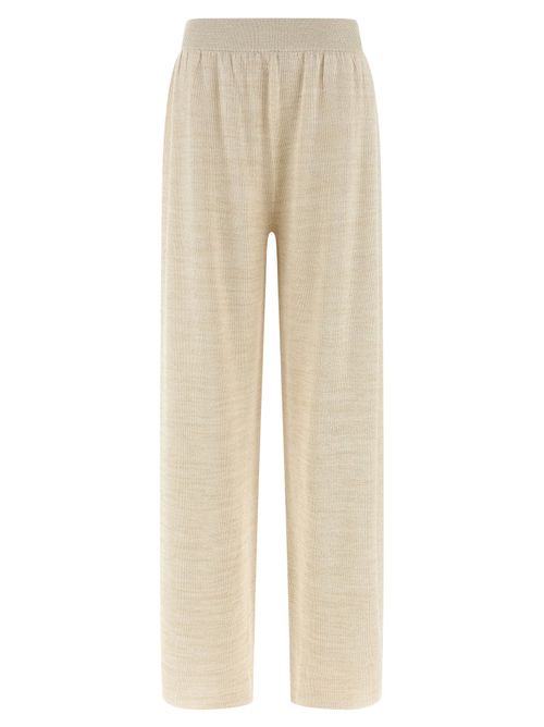 Lamé Thread Trousers — Cream