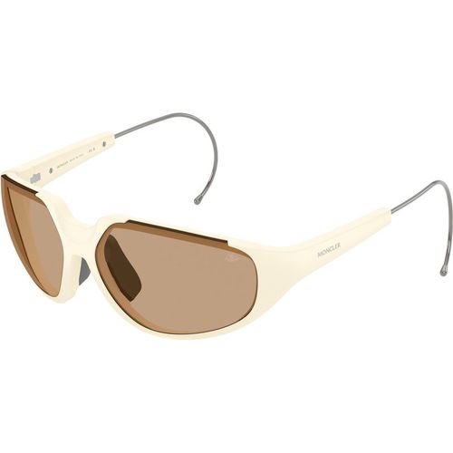 Moncler Unisex Moncler ME8008 LASZER 500263 Gafas de sol Inyectado Blanco Marrón Geométrico Norma
