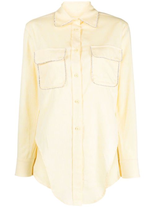 Crystal-embellished linen-cotton shirt - Yellow