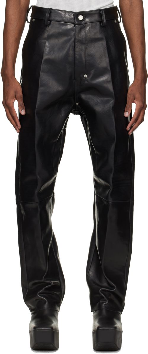 Black Temple Leather Pants