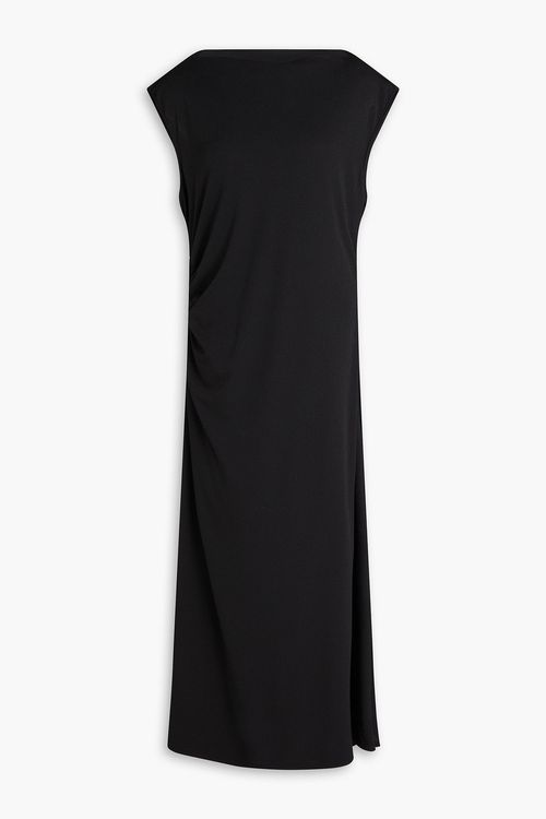Draped crepe midi dress - Black - US 2