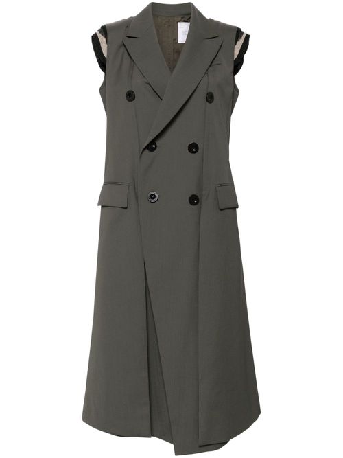 Sleeveless double-breasted jacket - Green