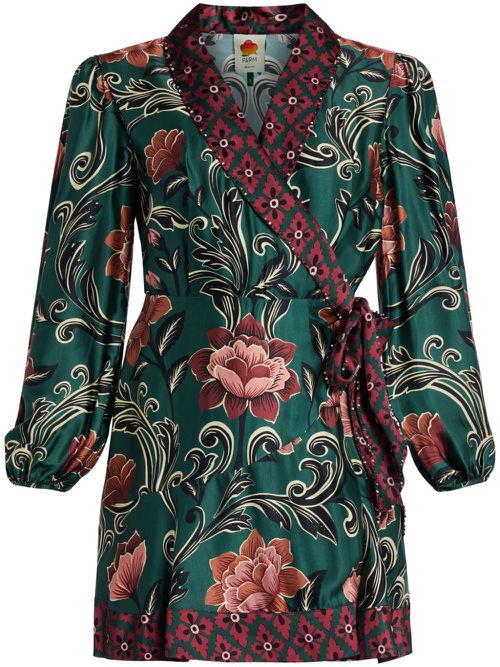 Floral-print mini dress - Green