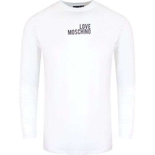 Moschino Mens Love Bold Logo Long Sleeve White T-shirt Cotton