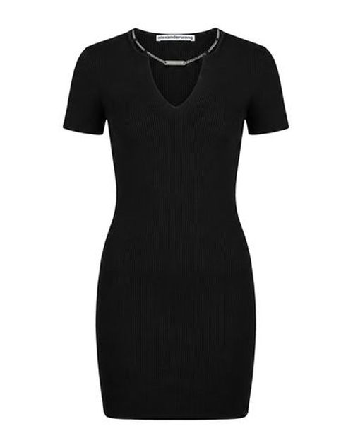 Woman Mini dress Black Size M Viscose, Polyamide, Elastane