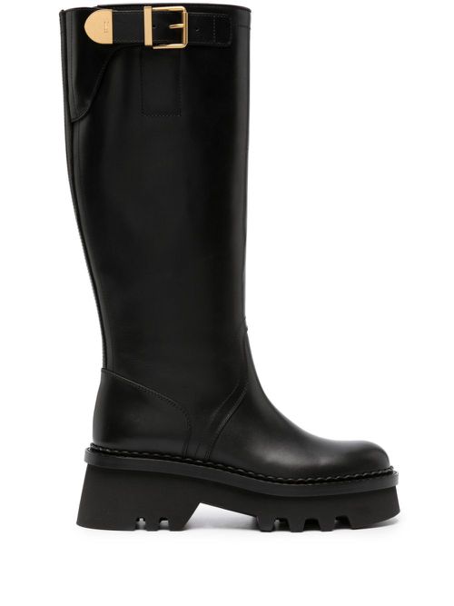 Owena knee-high leather boots - Black