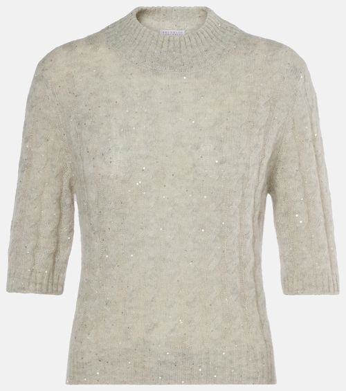 Sequined cable-knit sweater