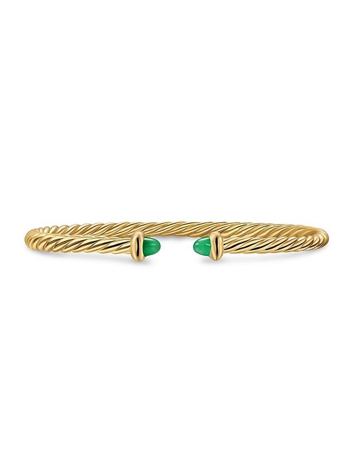 Women's Micro Cablespira Flex Teen Bracelet in 18K Yellow Gold - Emerald