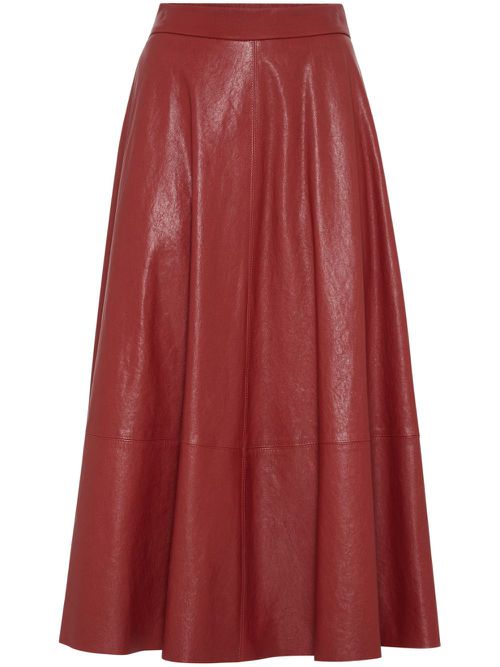 Leather midi skirt - Red