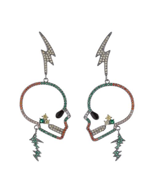 Luxe Collection CZ Skull Lightning Drop Earrings
