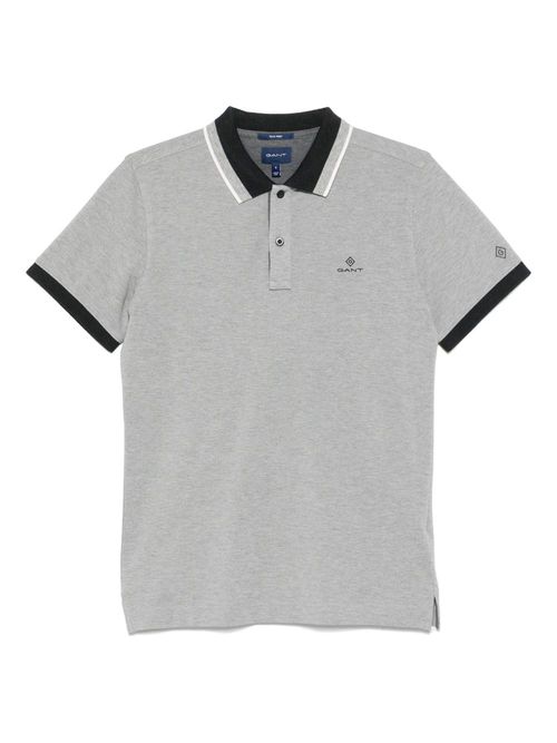 Embroidered-logo polo shirt - Grey
