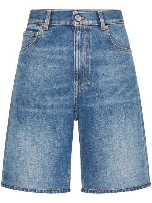 High-waisted denim shorts - Blue