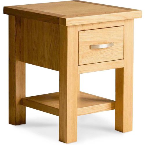 London Oak Lamp Table with Drawer | Solid Wood | Light Oak