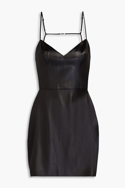 Ennis open-back cutout stretch-satin mini dress