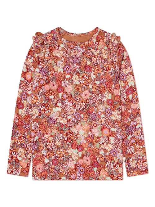 Floral-print ruffled T-shirt - Multicolour