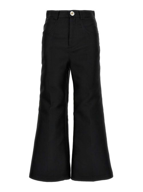 Cropped silk blend pants
