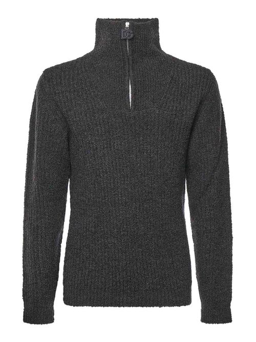 High-Neck Zip-Up Sweater