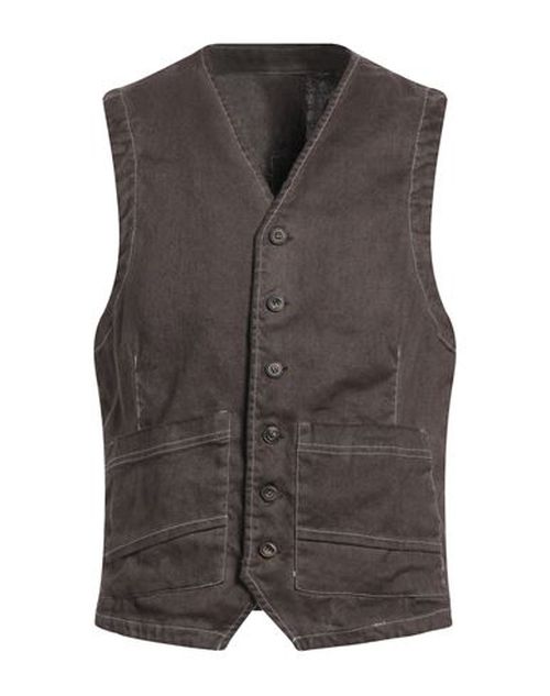 Patrizio Piscaglia Man Tailored Vest Dark brown Size 44 Hemp, Cotton, Elastane