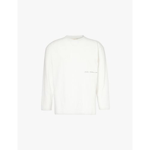 Mens White Forest Print Kyoto Long-sleeve Organic-cotton T-shirt