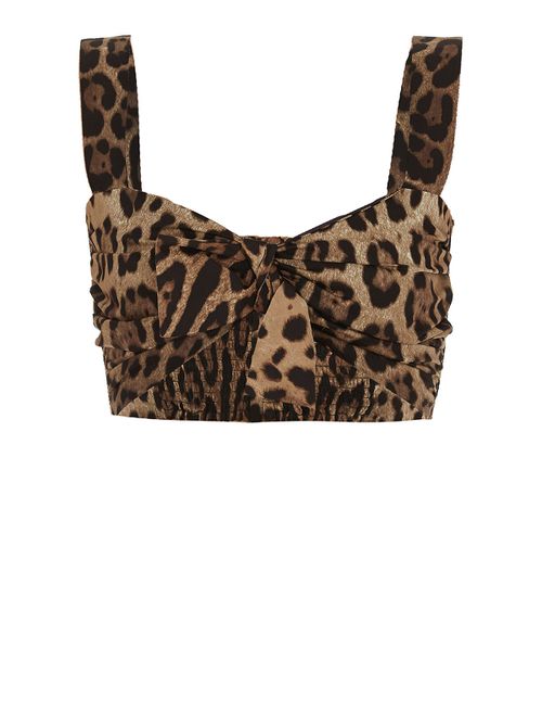 Leo print poplin crop top