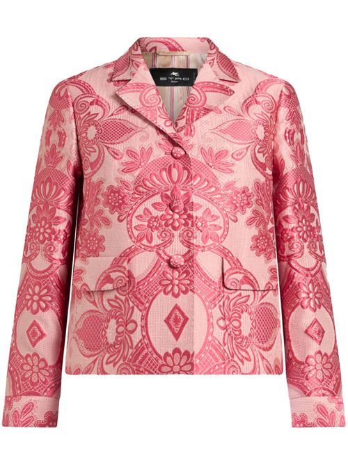 Floral brocade-effect jacket - Pink