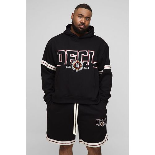 Plus Oversized Boxy OFCL Applique Hoodie & Basketball Set Short Set