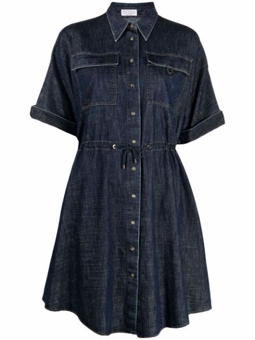 Denim midi shirt dress