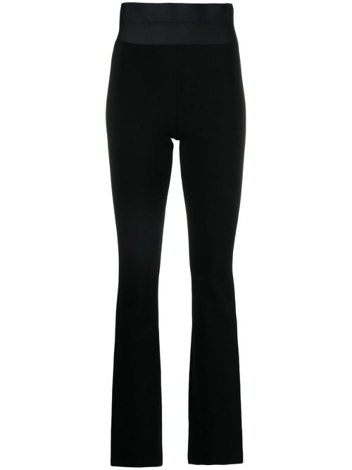 Logo-waistband bodycon bootcut trousers - Black