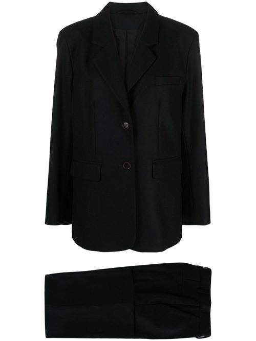 Single-breasted recycled wool suit - Black
