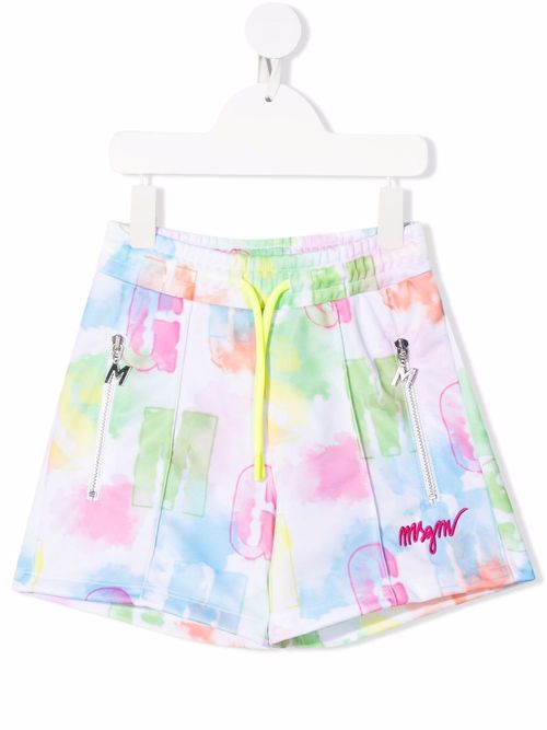 Logo-print drawstring-waist track shorts - White