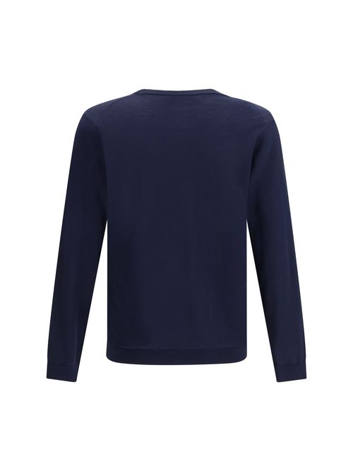 Crew Neck Cotton Sweater — Navy