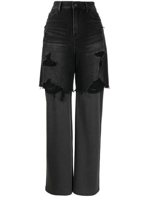 Distressed straight-leg jeans - Grey