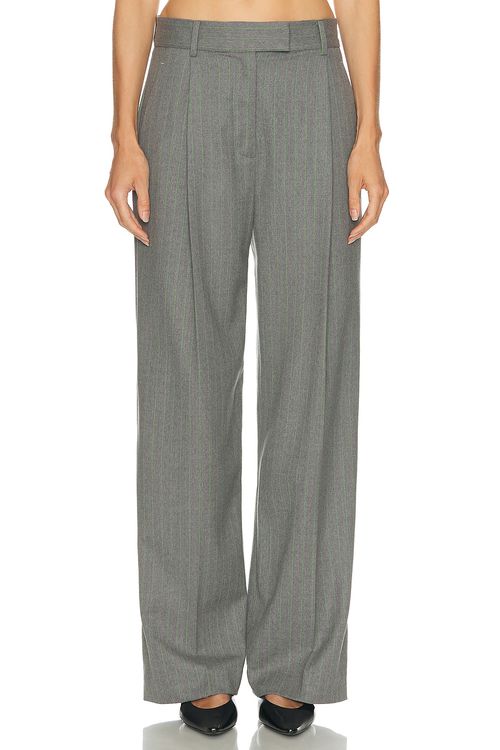 RENGGLI Pinstripe Trouser in Pebble & Jade - Grey. 12 also in
