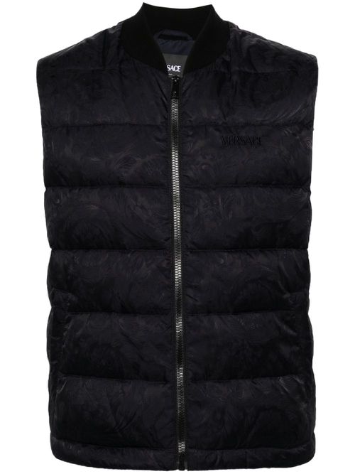 Barocco-jacquard quilted gilet - Blue