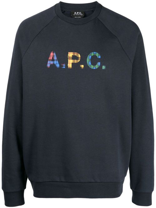 Shaun tartan-logo sweatshirt - Blue