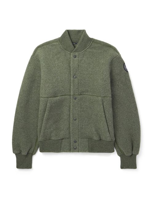 Hudson Logo-Appliquéd Recycled Wool-Blend Fleece Bomber Jacket