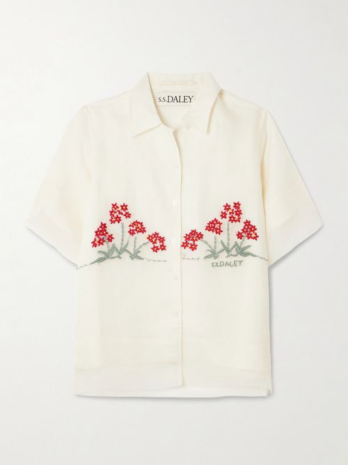 S. S. Daley - Cecilia Layered Embroidered Silk And Linen Shirt - Ecru