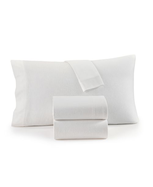 Solid Flannel Cotton 4-Pc. Sheet Set, King, Exclusively at Macy's - White