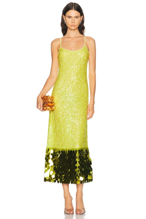 SIMONMILLER Imogen Sequin Midi Dress in Peridot Combo - Green. XS also in