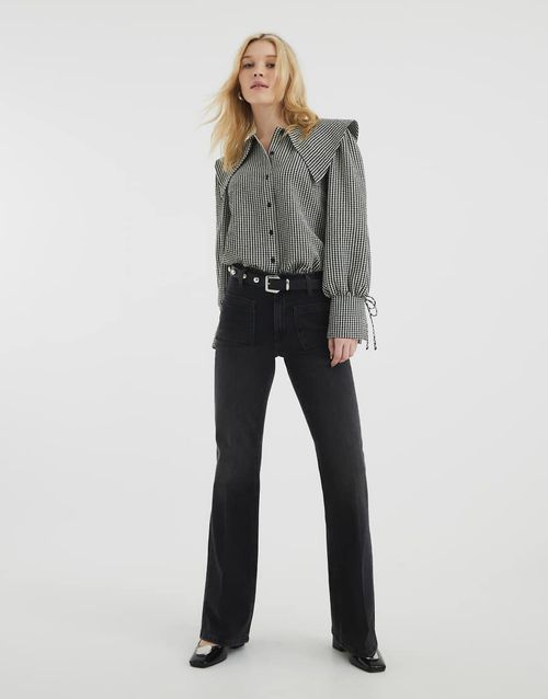High waisted relaxed flared jeans in black