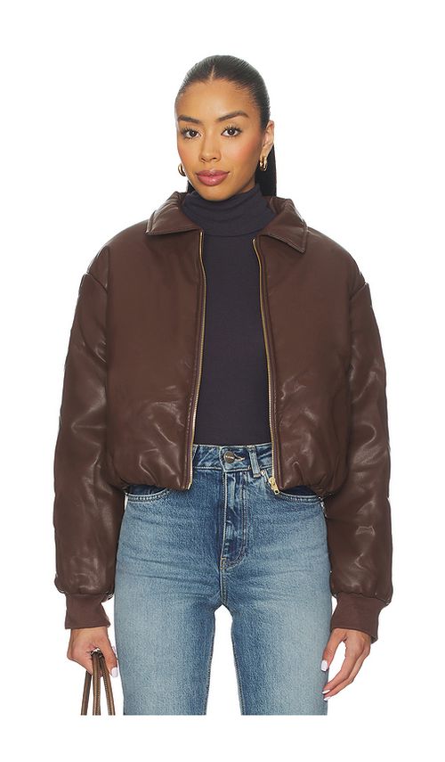 SNDYS Thorne Bomber Jacket in Chocolate. XXS. Also in L, M, S, XL