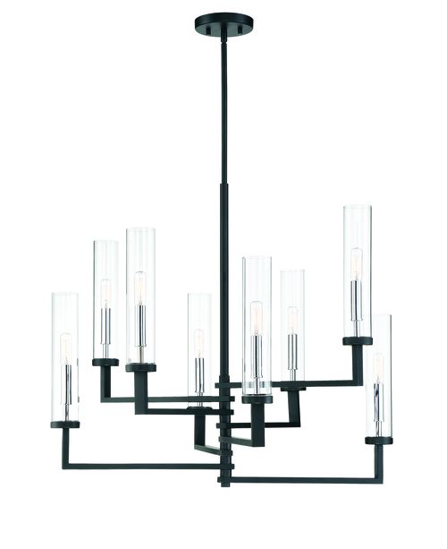 Savoy House Folsom 8-Light Chandelier in Matte Black with Polished Chrome Accent