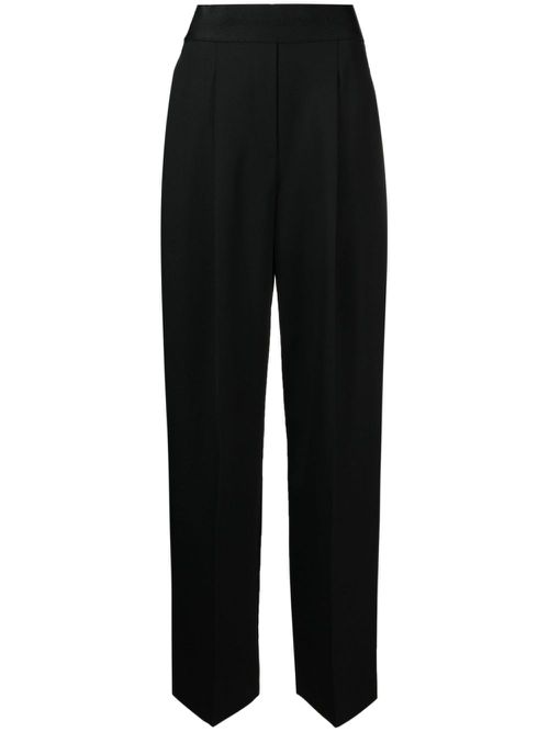Pleated wool tailored trousers - Black