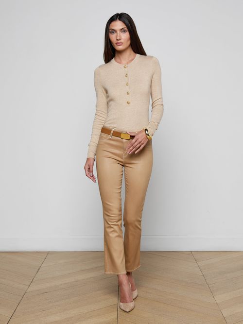 Tati Coated Bootcut Jean In Light Chai Latte/white Contrast Coated