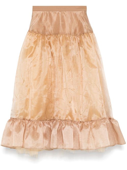 Metallic-threading midi skirt - Brown