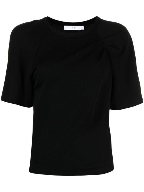 Gathered wide-sleeve T-shirt - Black