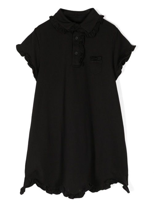 Polo-collar cotton dress - Black